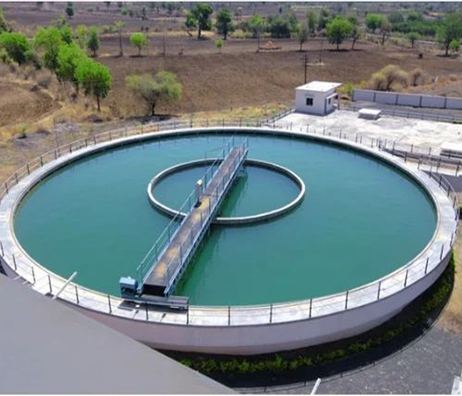 Circular clarifier and settling tank, aerial view
